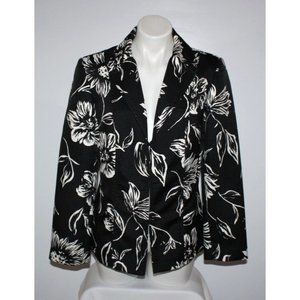 CHICO'S Women's Black Floral Blazer Jacket Size 1 M